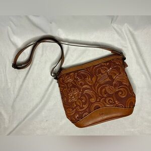 B.O.C. Embossed Faux Leather Tooled Leather Bag Crossbody Purse